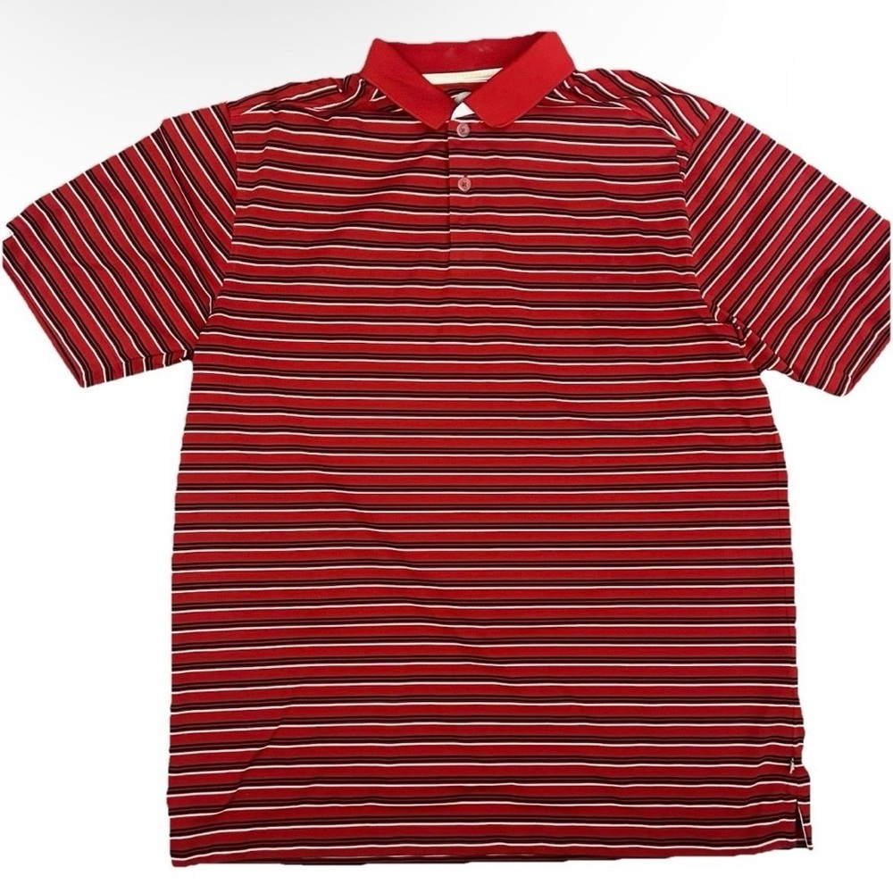 Men’s Callaway Red, White, And Black Striped Polo Shirt Size XL